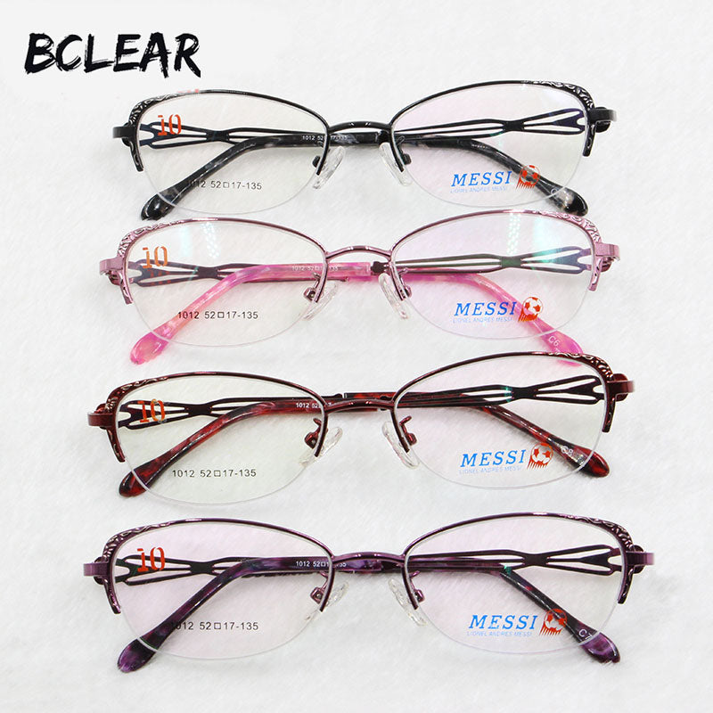 Bclear Women Cat Eye Metal Alloy Eyeglasses Half Frame 1012 Frame Bclear   