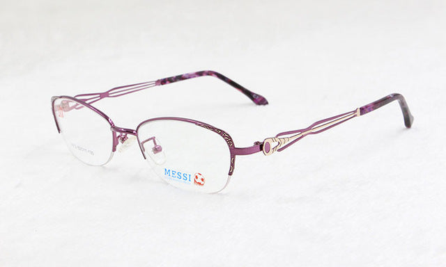 Bclear Women Cat Eye Metal Alloy Eyeglasses Half Frame 1012 Frame Bclear Purple  