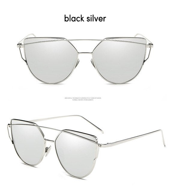 Ccspace Cat Eye Sunglasses Women Twin-Beams Mirror Polycarbonate Sunglasses CCspace Sunglasses silver silver  