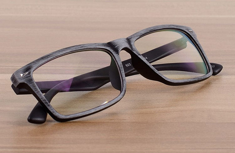Reven Jate Unisex Full Rim Square Acetate Eyeglasses Wooden Pattern 922 Reading Glasses Reven Jate   