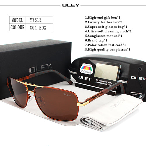 Oley Brand Y7613 Polarized Sunglasses Men Driving Uv400 Sunglasses Oley Y7613 C4 BOX  