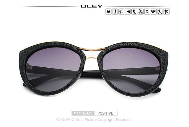 Oley Cat Eye Sunglasses Women Brand Designer Polarized Y7416 Sunglasses Oley Y7416 C1 BOX  