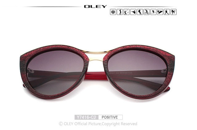 Oley Cat Eye Sunglasses Women Brand Designer Polarized Y7416 Sunglasses Oley Y7416 C2 BOX  