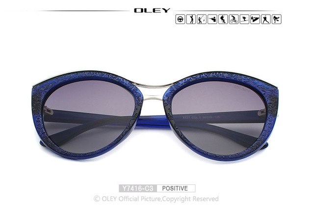 Oley Cat Eye Sunglasses Women Brand Designer Polarized Y7416 Sunglasses Oley Y7416 C3 BOX  