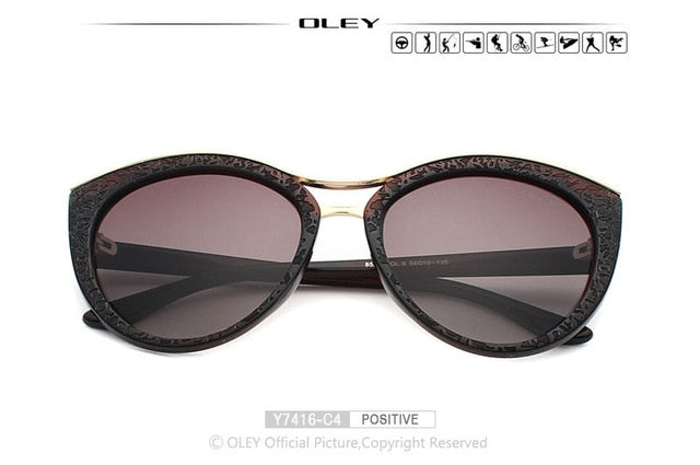 Oley Cat Eye Sunglasses Women Brand Designer Polarized Y7416 Sunglasses Oley Y7416 C4 BOX  