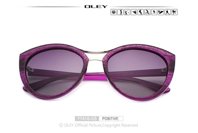 Oley Cat Eye Sunglasses Women Brand Designer Polarized Y7416 Sunglasses Oley Y7416 C5 BOX  