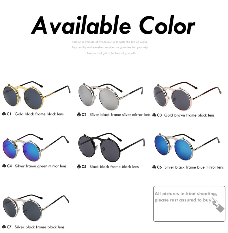 Xiu Brand Steampunk Sunglasses | Trendy Round Men's Eyewear Gold W Black