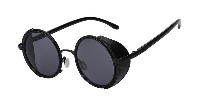 Xiu Sunglasses Steampunk Men Sunglass Round Metal Wrap Uv400 Sunglasses Xiu C4 Full Black  