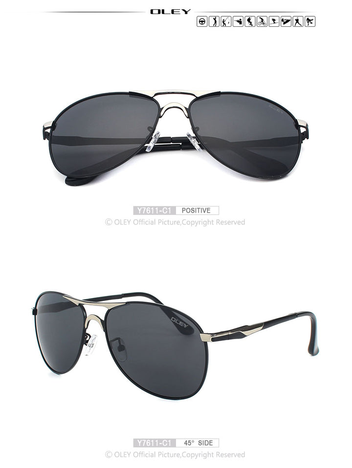 Oley Brand Men's Polarized Driving Sunglasses Women Pilot Blue Coating Y7611 Sunglasses Oley   