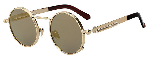 Xiu Oem Round Circle Steampunk Sunglasses Men Women Mirror Lens Uv400 Sunglasses Xiu Gold w gold mir  