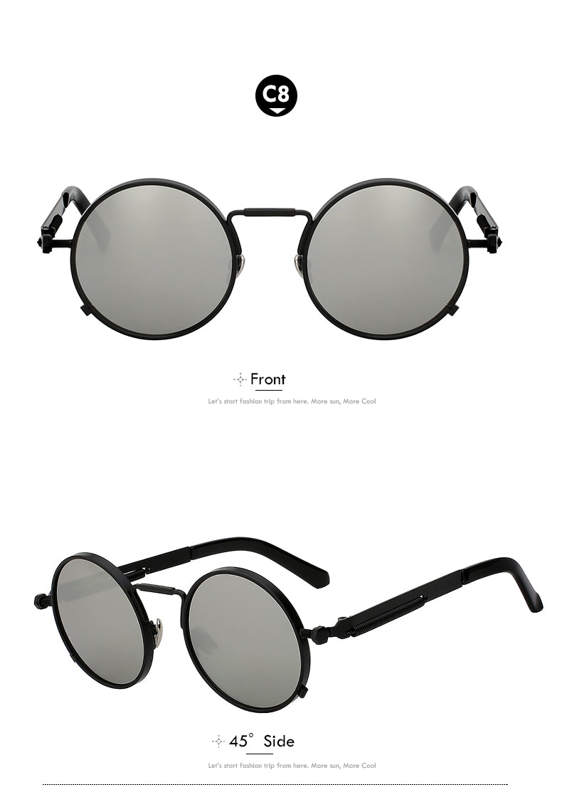 Xiu Oem Round Circle Steampunk Sunglasses Men Women Mirror Lens Uv400 Sunglasses Xiu   