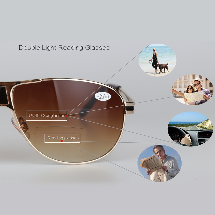 Bifocal Reading Glasses Unisex Diopter Glasses Male Polarized Sunglasses Eyeglasses +1.0+1.5+2.0+2.5+3.0+3.5 Reading Glasses Chashma   