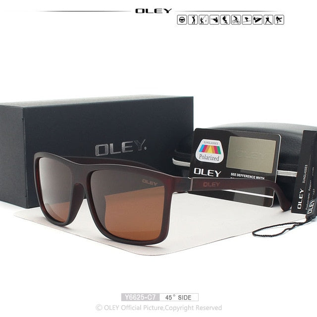Oley Brand Sunglasses Men Classic Male Square Glasses Driving Travel Eyewear Unisex Y6625 Sunglasses Oley Y6625 C7 BOX  