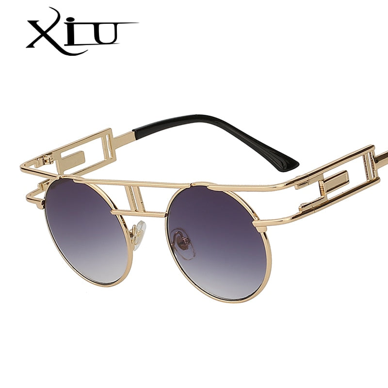 Xiu Brand Men's Steampunk Gothic Sunglasses Women Brand Designer Rose Gold Sunglasses Xiu   