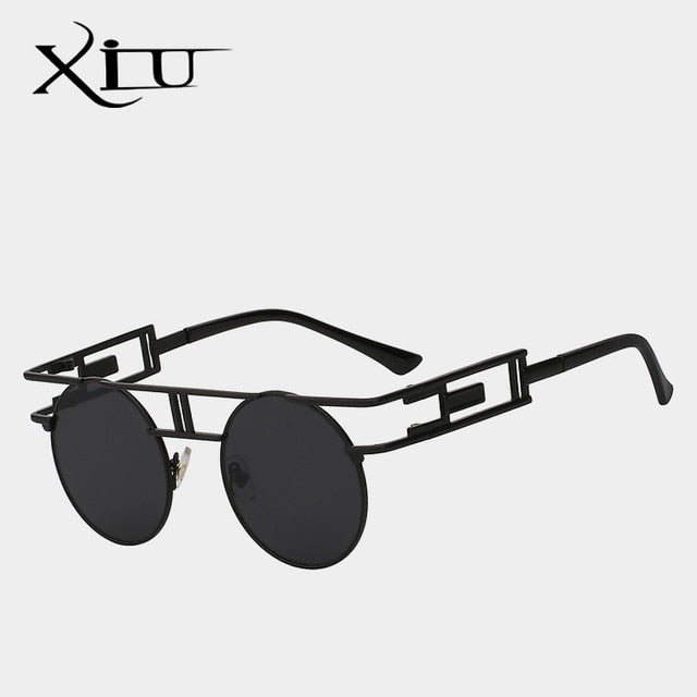 Xiu Brand Men's Steampunk Gothic Sunglasses Women Brand Designer Rose Gold Sunglasses Xiu Black w black  