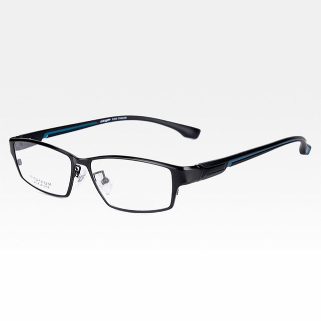 Reven Jate Men's Full Rim Ip Electronic Plated Titanium Eyeglasses Ej267 Full Rim Reven Jate Black-Blue  