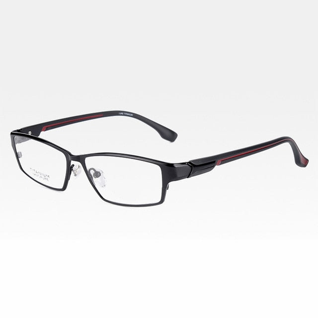 Reven Jate Men's Full Rim Ip Electronic Plated Titanium Eyeglasses Ej267 Full Rim Reven Jate Black-Red  