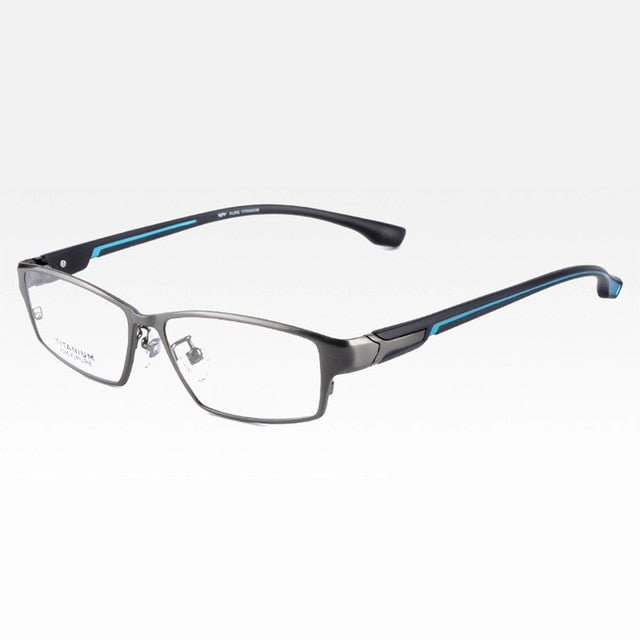 Reven Jate Men's Full Rim Ip Electronic Plated Titanium Eyeglasses Ej267 Full Rim Reven Jate Gray-Blue  