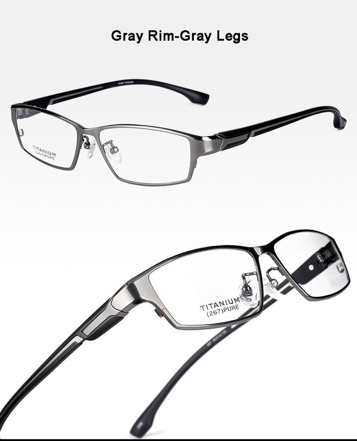 Reven Jate Men's Full Rim Ip Electronic Plated Titanium Eyeglasses Ej267 Full Rim Reven Jate   