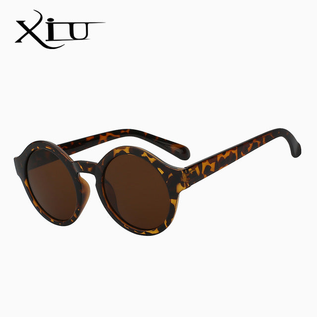 Xiu Brand Women's Round Circle Sunglasses Oem Sunglasses Xiu Leopard w brown len  
