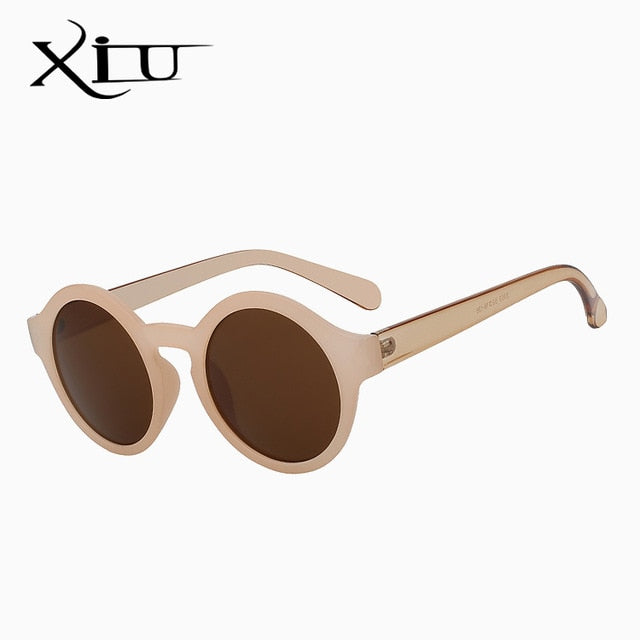 Xiu Brand Women's Round Circle Sunglasses Oem Sunglasses Xiu Nude w brown lens  