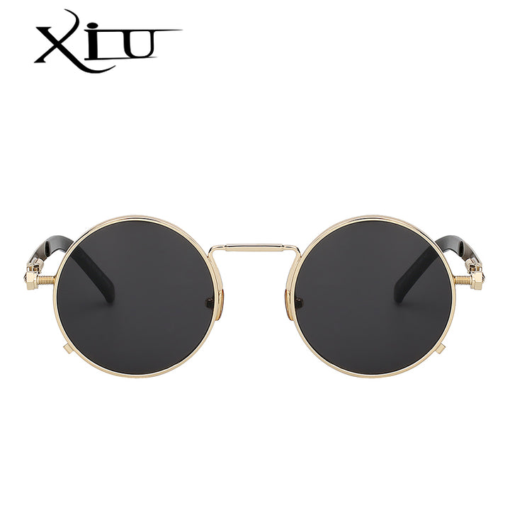 Xiu Brand Men's Steampunk Men Women Sunglasses Round Metal Sunglasses Xiu   