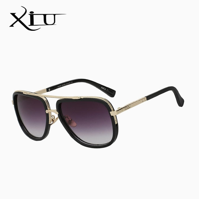 Xiu Brand Men's Square Sunglasses Men Women Big Frame Sunglasses Xiu Gloss black frame  