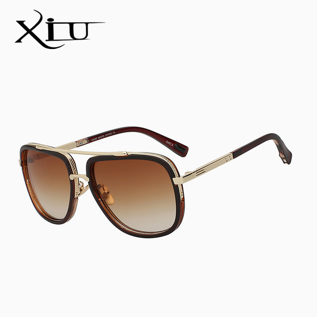 Xiu Brand Men's Square Sunglasses Men Women Big Frame Sunglasses Xiu Brown frame  