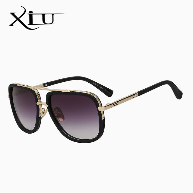 Xiu Brand Men's Square Sunglasses Men Women Big Frame Sunglasses Xiu Rubber black frame  