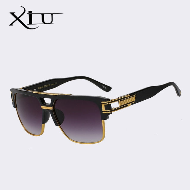 Xiu Brand Men's Sunglasses Half Metal Frame Classic Sunglasses Xiu Black w Gold bridge  