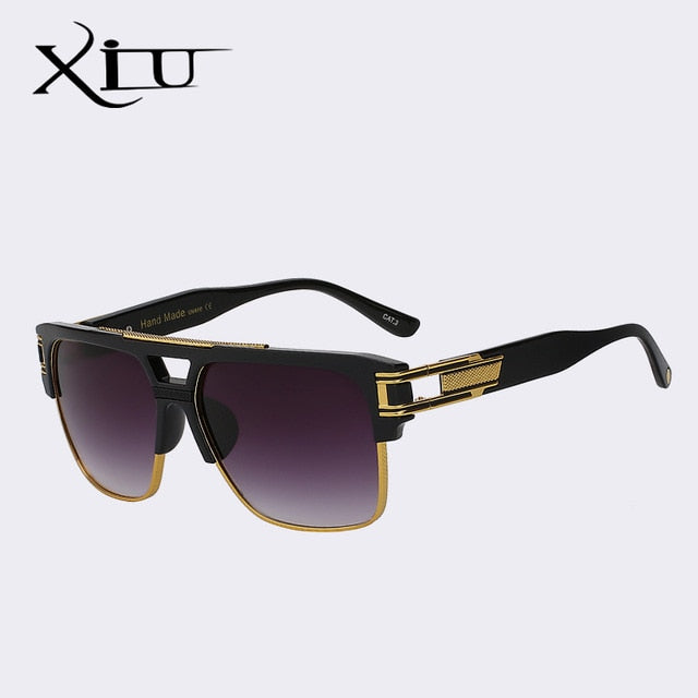 Xiu Brand Men's Sunglasses Half Metal Frame Classic Sunglasses Xiu Black black bridge  