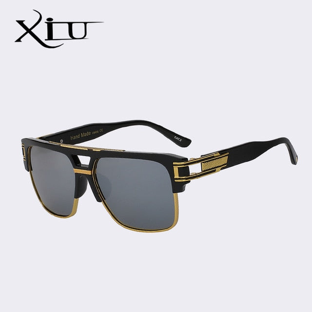 Xiu Brand Men's Sunglasses Half Metal Frame Classic Sunglasses Xiu Silver mirror lens  