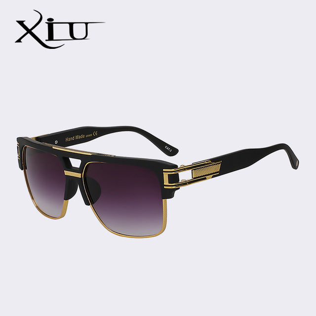 Xiu Brand Men's Sunglasses Half Metal Frame Classic Sunglasses Xiu Rubber black frame  