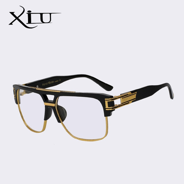 Xiu Brand Men's Sunglasses Half Metal Frame Classic Sunglasses Xiu Black w clear lens  
