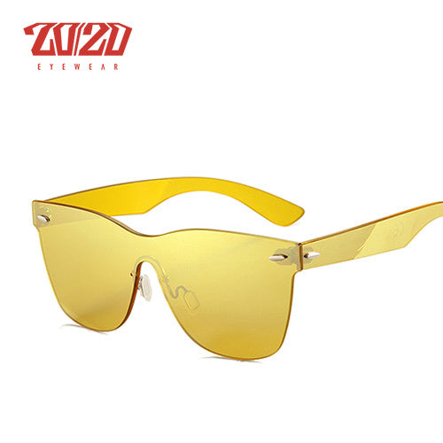 20/20 Brand Sunglasses Men Flat Lens Rimless Square Frame Women Sun Glasses Pc1601 Sunglasses 20/20 C06 Yellow  