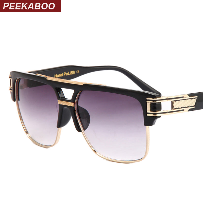 Peekaboo Unisex Big Square Alloy Semi Rim Gradient Sunglasses Fb866920 Sunglasses Peekaboo   
