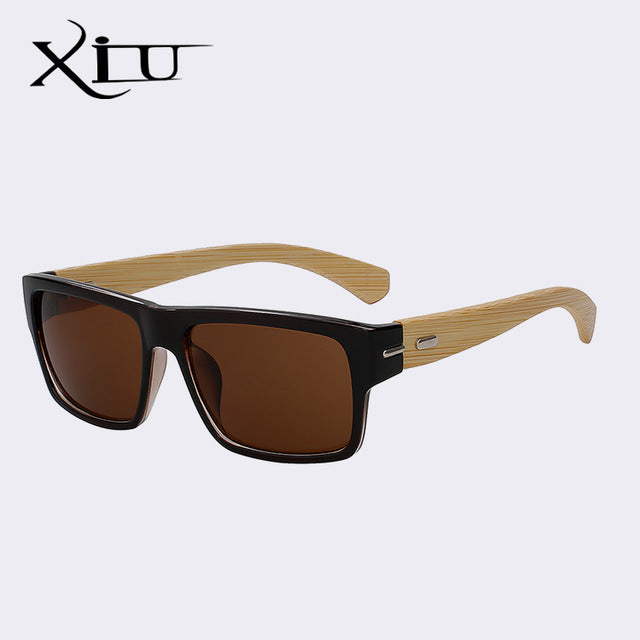 Xiu Brand Men's Square Sunglasses Women Wood Sung Men Black Glasses Natural Real Bamboo Sunglasses Xiu Brown w brown  