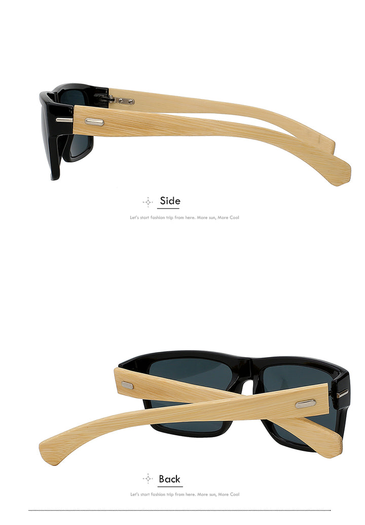 Xiu Brand Men's Square Sunglasses Women Wood Sung Men Black Glasses Natural Real Bamboo Sunglasses Xiu   