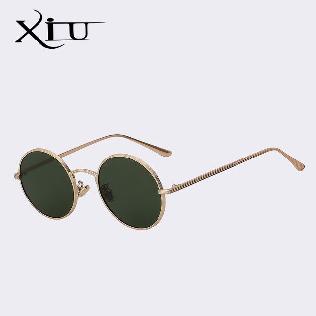 Xiu Xiu Brand Men's Round Red Sunglasses Women Sunglasses Xiu Gold w G15  