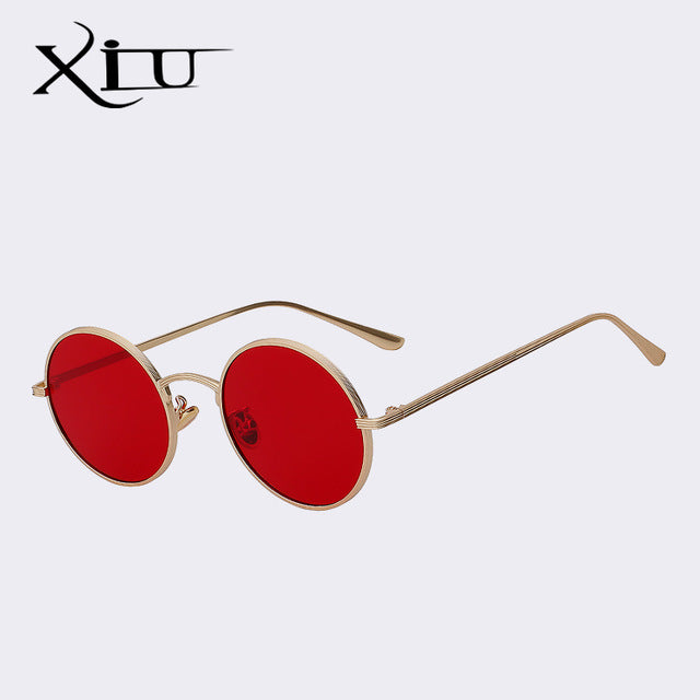 Xiu Xiu Brand Men's Round Red Sunglasses Women Sunglasses Xiu Gold w sea red  