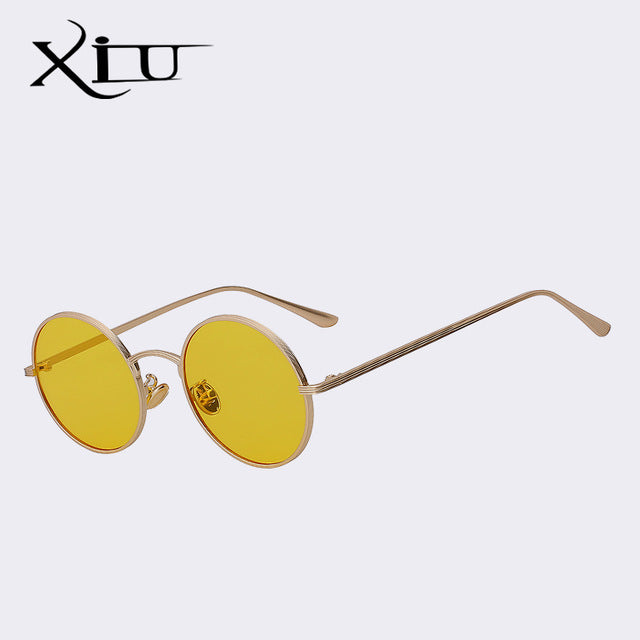 Xiu Xiu Brand Men's Round Red Sunglasses Women Sunglasses Xiu Gold w sea yellow  