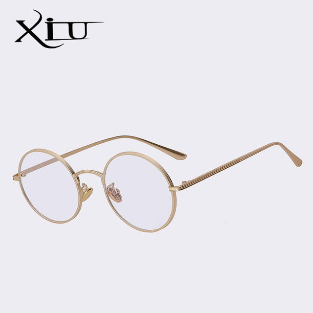 Xiu Xiu Brand Men's Round Red Sunglasses Women Sunglasses Xiu Gold w clear  