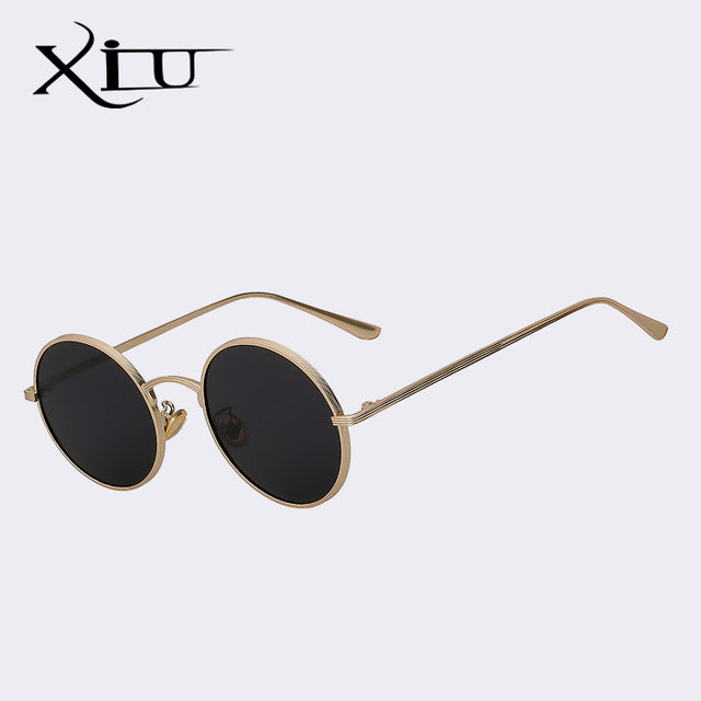 Xiu Xiu Brand Men's Round Red Sunglasses Women Sunglasses Xiu Gold w black  