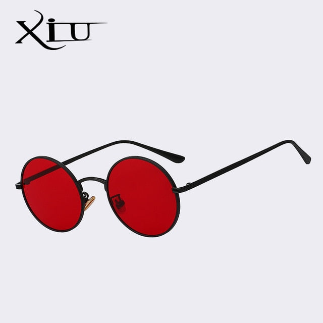 Xiu Xiu Brand Men's Round Red Sunglasses Women Sunglasses Xiu Black w sea red  