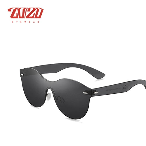 20/20 Round Flat Rimless Unisex Sunglasses Pc1603 Sunglasses 20/20 C01 Black  