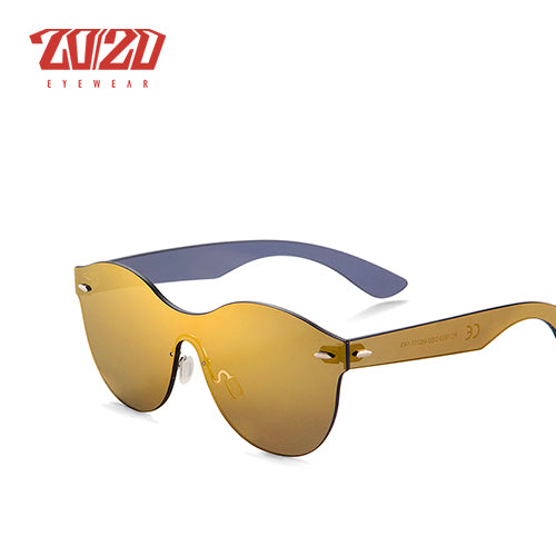20/20 Round Flat Rimless Unisex Sunglasses Pc1603 Sunglasses 20/20 C02 Gold  