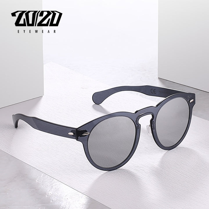 20/20 Full Rim Polarized Unisex Sunglasses Round Flat Lenses Pc1610 Sunglasses 20/20   