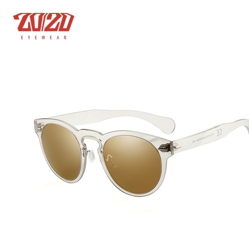 20/20 Full Rim Polarized Unisex Sunglasses Round Flat Lenses Pc1610 Sunglasses 20/20 C02 Gold  