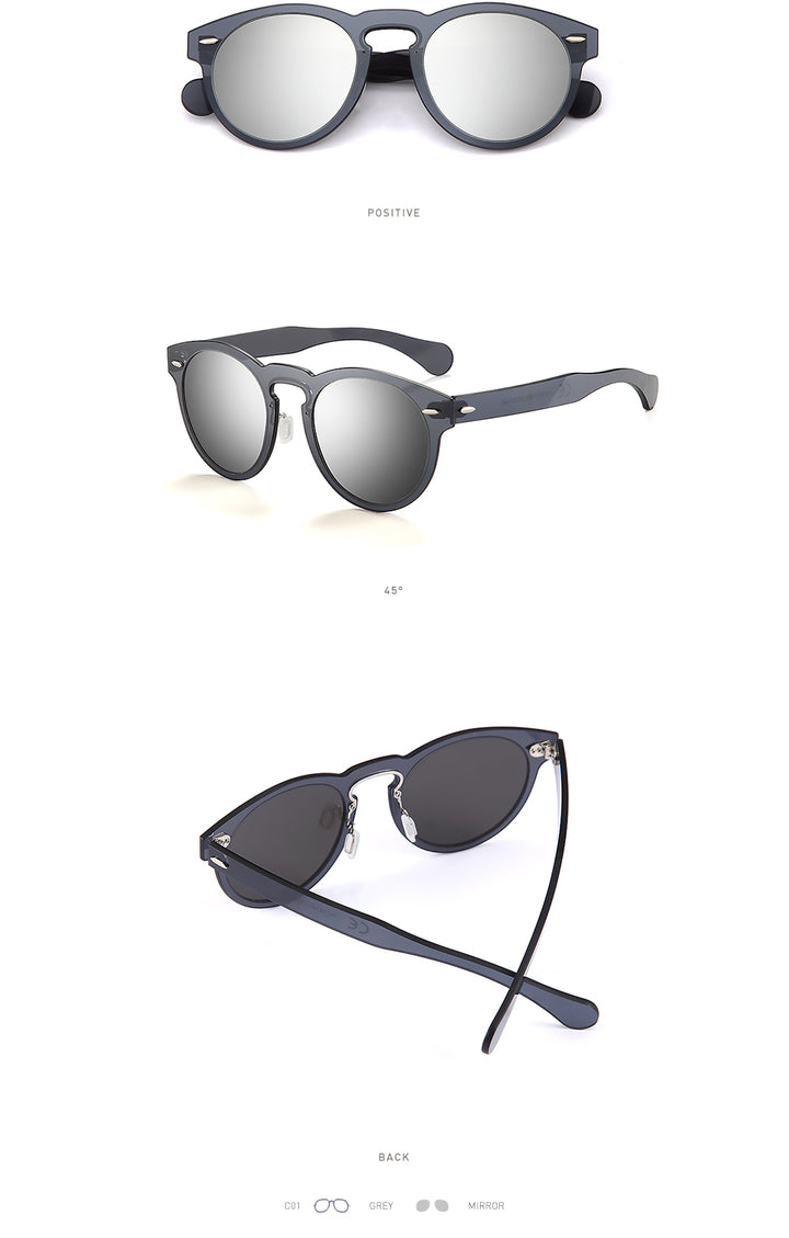 20/20 Full Rim Polarized Unisex Sunglasses Round Flat Lenses Pc1610 Sunglasses 20/20   