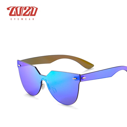 20/20 Rimless Flat Lens Unisex Sunglasses Pc1608 Sunglasses 20/20 C02 Blue  